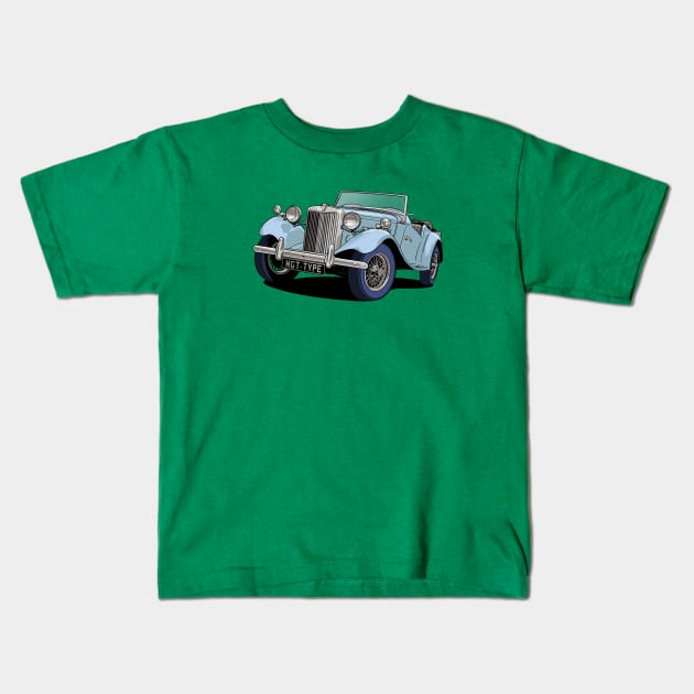 MG T-Type Classic British Sports Car in blue Kids T-Shirt by Webazoot